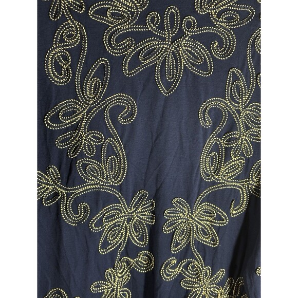 Objects D’art Woman’s Navy Embroidered Gold Trim Jacket Asymmetrical Large - Picture 4 of 8